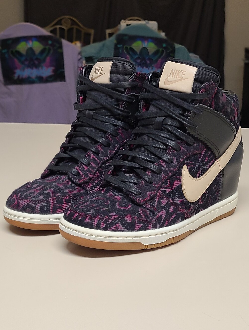 Nike Dunk Sky Hi Premium Purple Tribal wedge skateboard sneakers size 7
